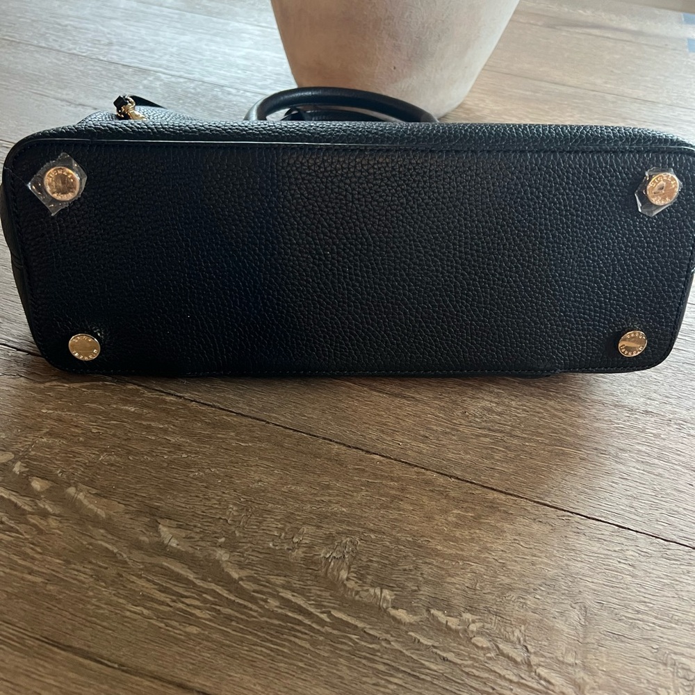 Michael Kors Haley Black Pebbled Leather Satchel with Gold Hardware - Picture 3 of 16